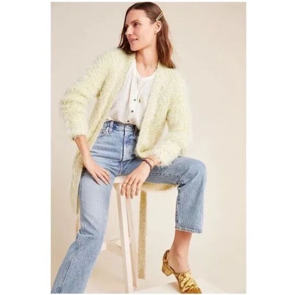Anthropologie Larkin Shimmer Eyelash Chunky Knit Duster Cardigan Large - Picture 1 of 8
